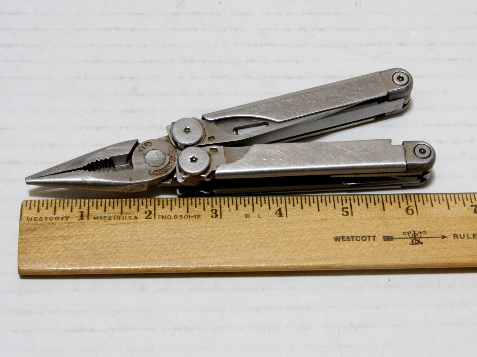 Leatherman Wave USA Multi-Tool Pat Pend Knife Needle Nose Pliers W/Sheath Vtg.