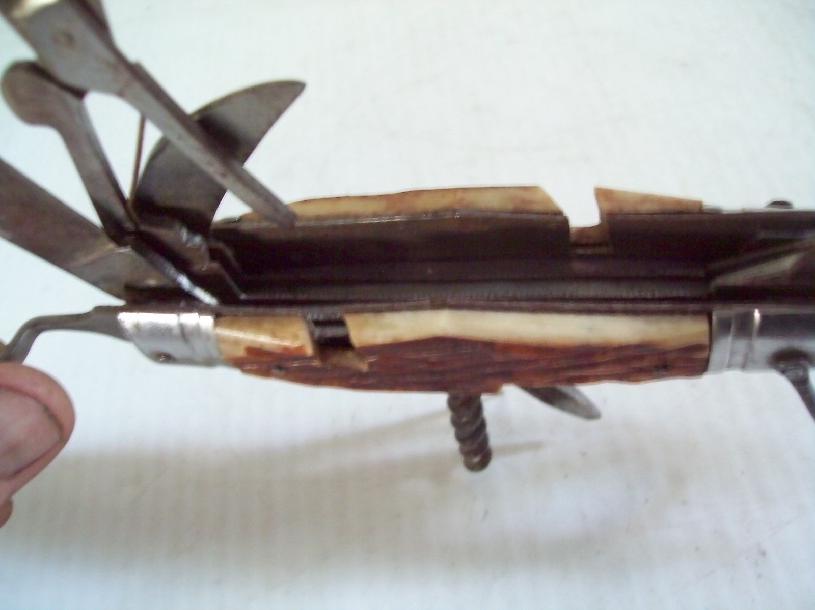 Vintage Camping Multi Task Pocket Knife Tool w/ Belt Holder Made in Japan
