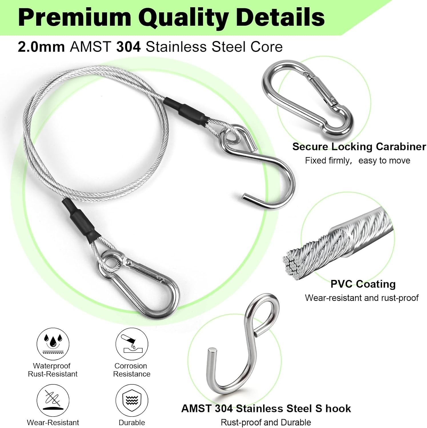 6pcs 23.6in Stainless Steel Heavy-Duty Hanging Chain for Outdoor Decor