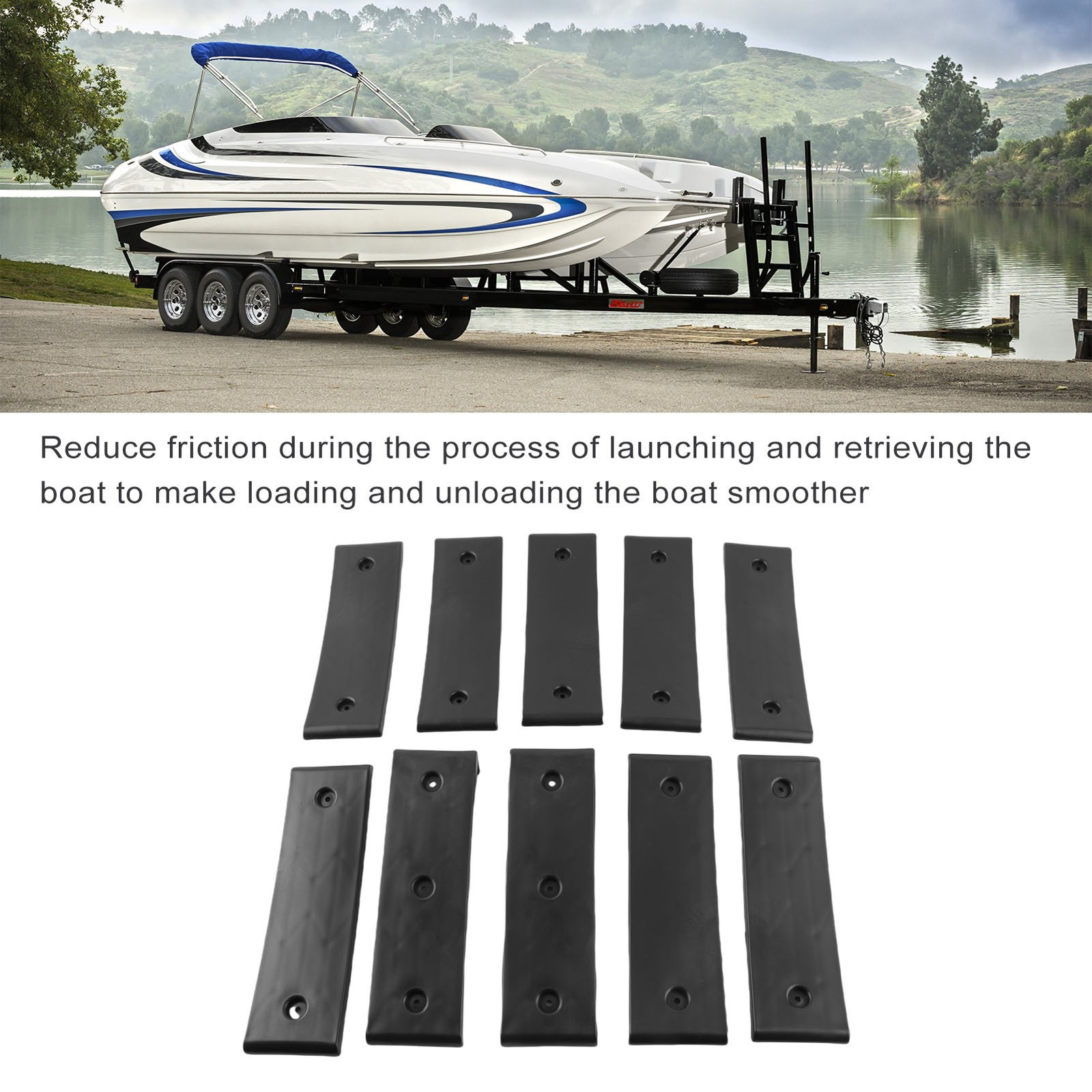 10 Piece Black Boat Trailer Bunk Slides Reduce Friction Easier Launching Fo RHWJ