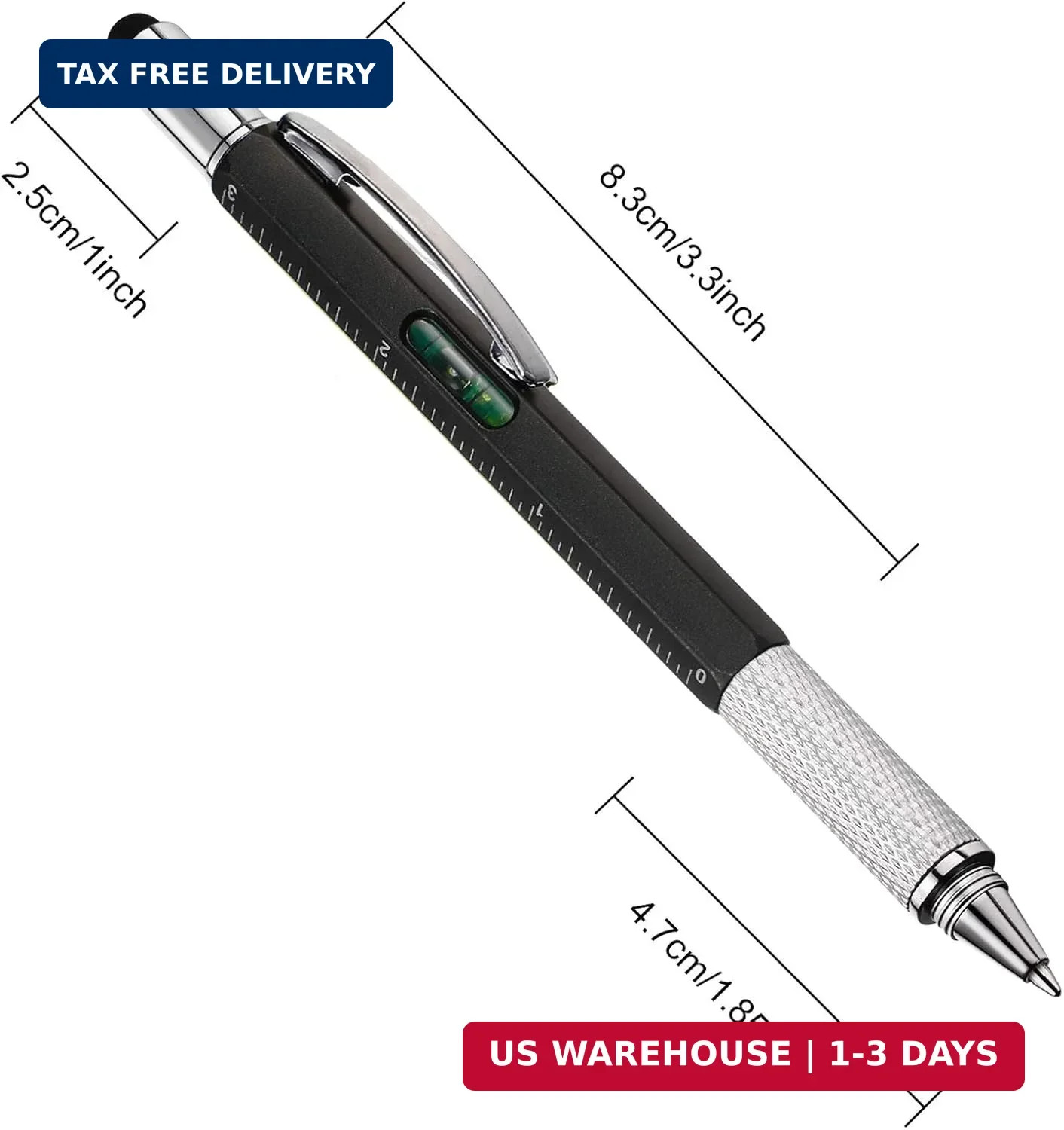Zhanmai 4 Pcs Gift Pen for Men 6 in 1 Multitool Pen with Ruler Level Refills Scr
