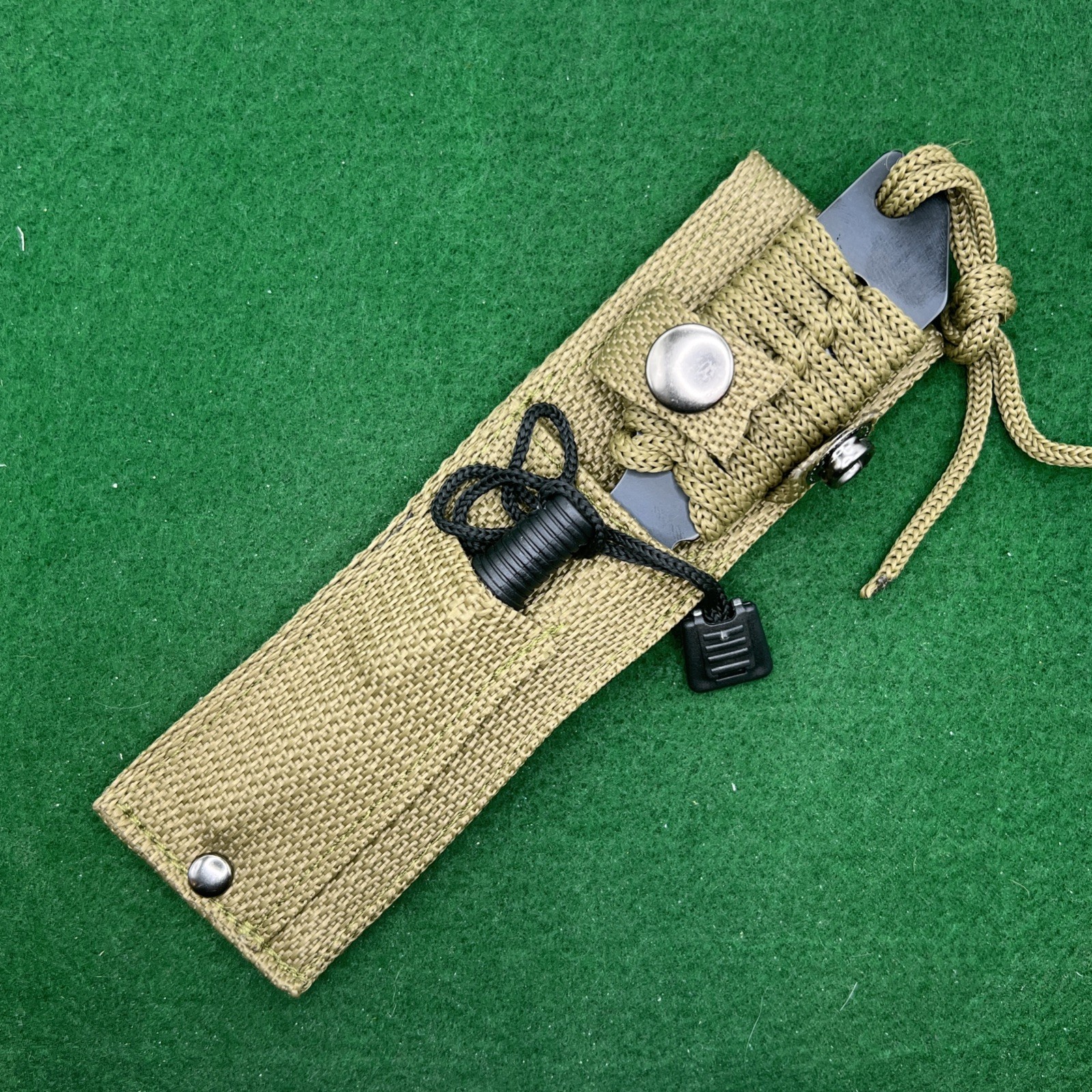 Khaki Survival Paracord Knife w/Fire Starter – Sheath – Pocket For Starter New