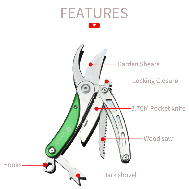 Multi Tool Pliers Outdoor Garden Scissors Stainless Steel Camping Folding knife
