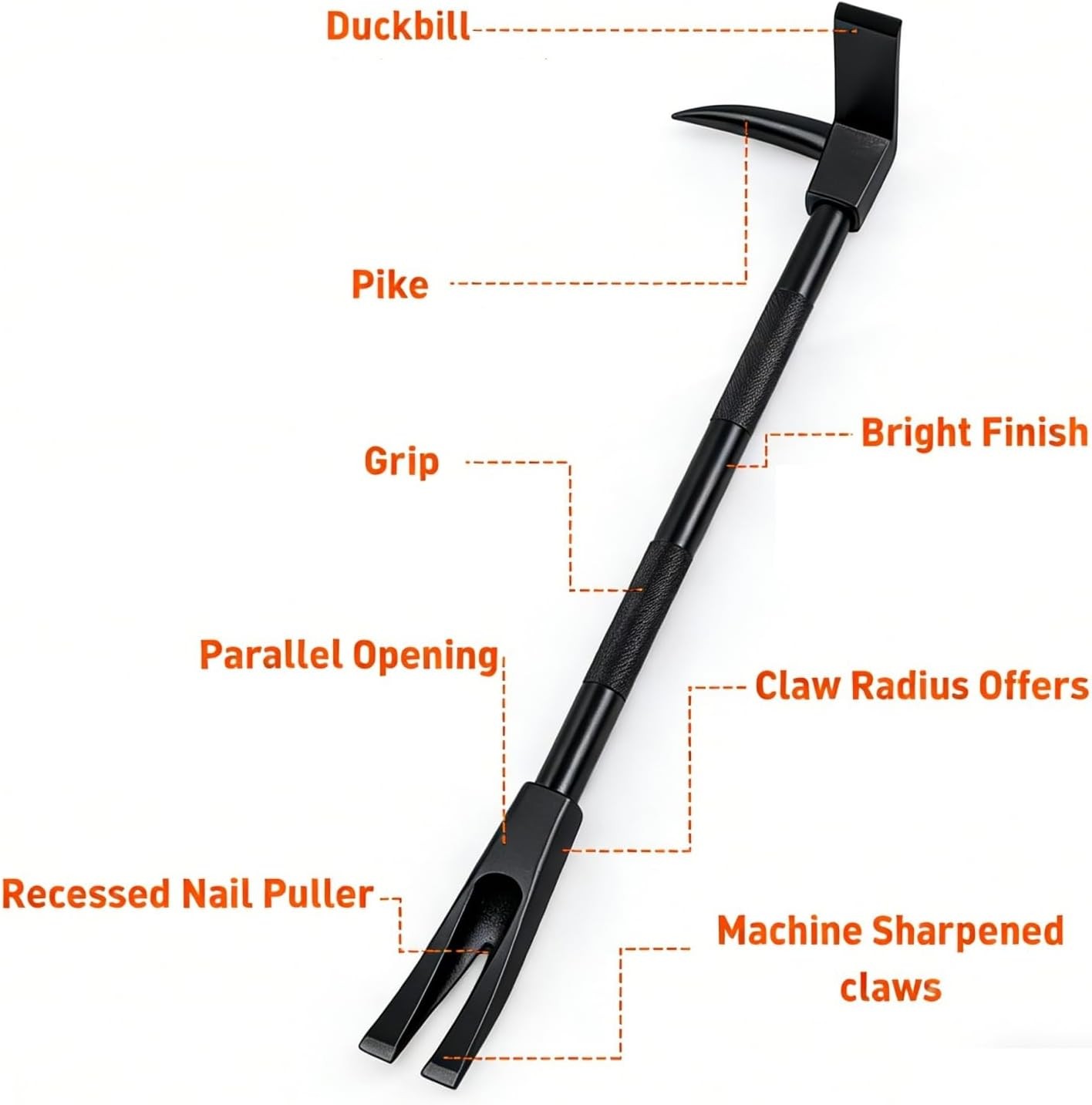 Professional 30-Inch Halligan Breacher Bar, Steel Forced Entry Fire Tool