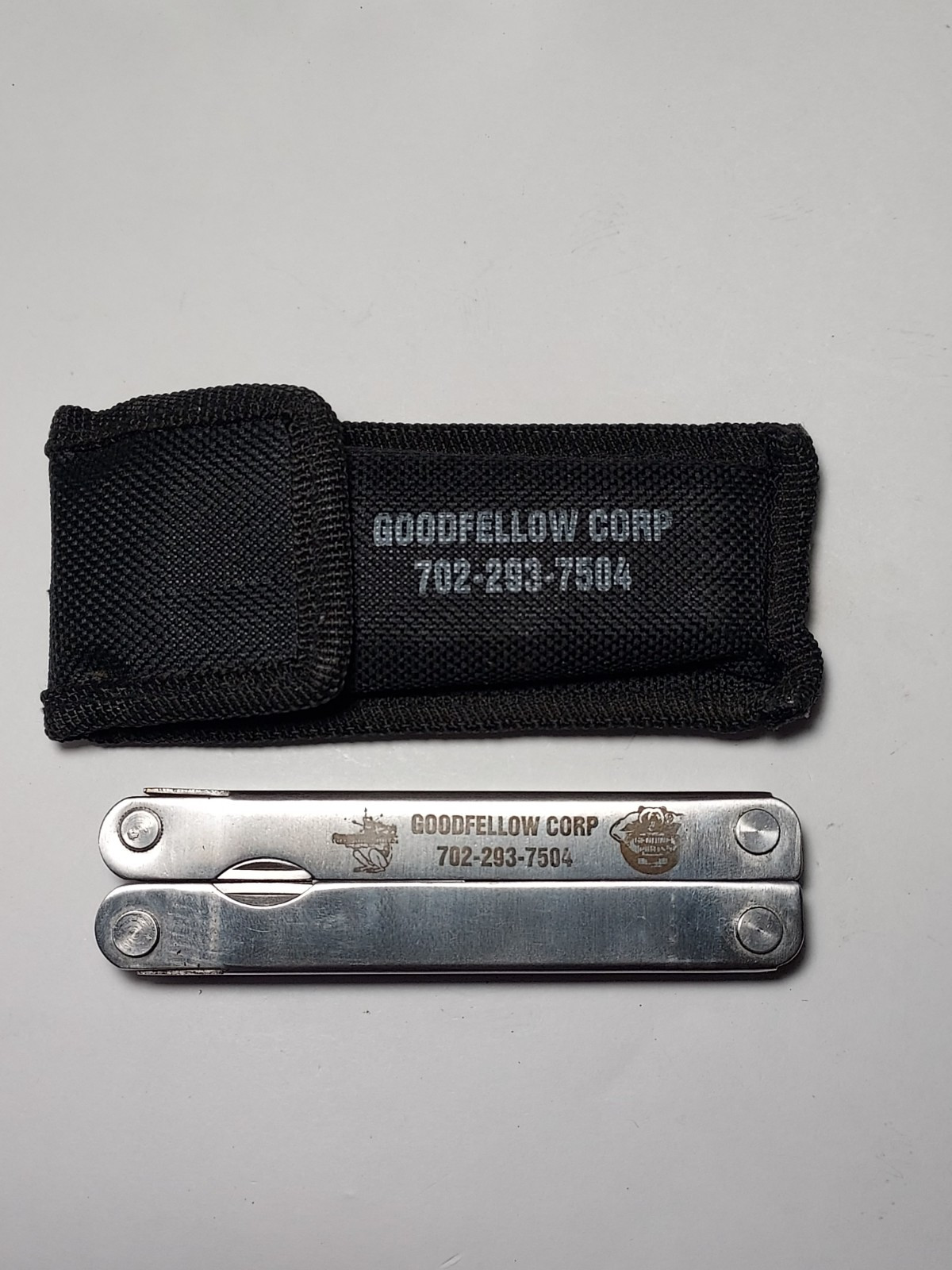 Multi Tool + Nylon Pouch advertising Goodfellow Corp – Pliers, Blade