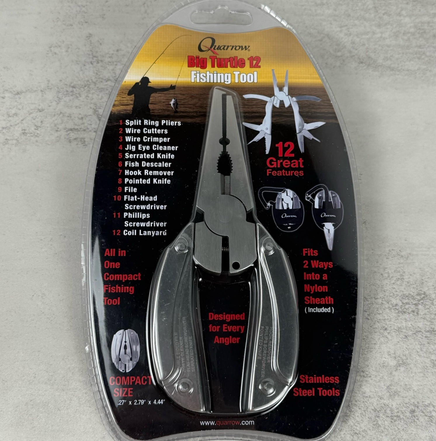 Quarrow Turtle 12 Stainless Steel Folding Fishing Tool All In One with Case New