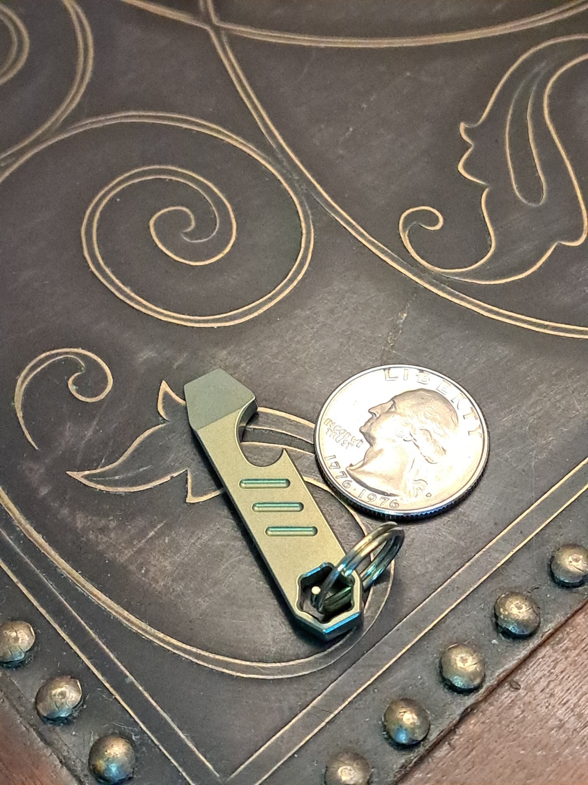 Mini EDC Anodized Gold Titanium Keychain Bottle Opener