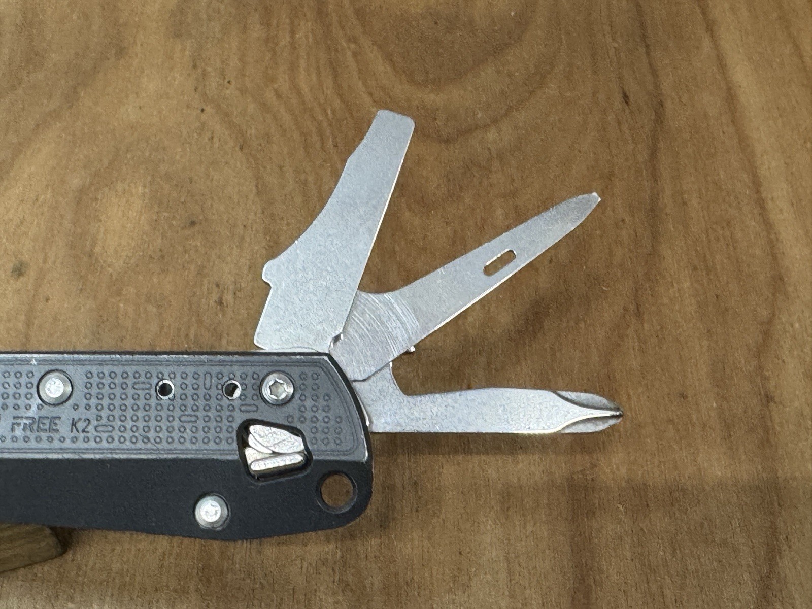 Rare LEATHERMAN FREE K2 Slate Aluminum Handle 7 Tools 420HC Blade USA EXCELLENT!