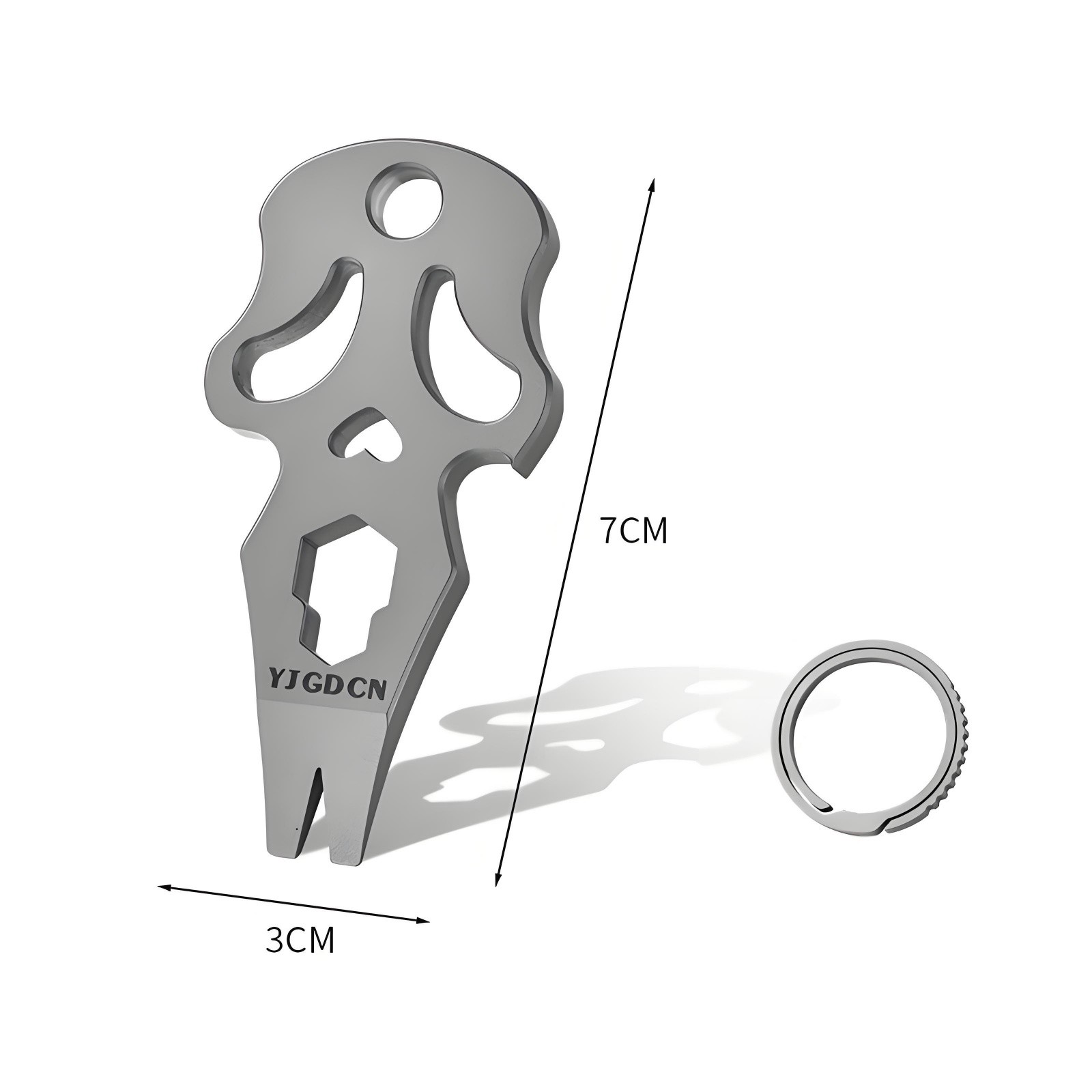 Titanium Alloy Skull EDC Pry Bar Multi Tool Keychain Bottle Opener Hex Wrench