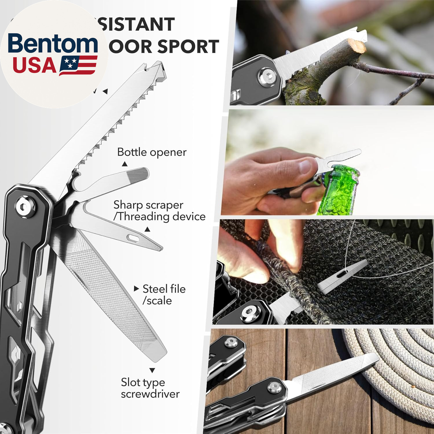 Multitool with Safety Locking,16-In-1 Multi Tool Stainless Steel Pocket Knife Se