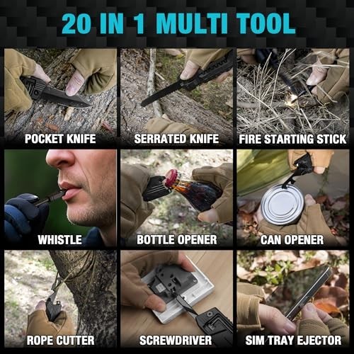 20-in-1 Multitool with Safety Lock, Pocket Knife, Screwdriver, Can/Bottle Opener