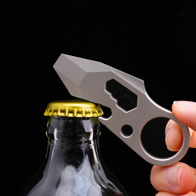 Titanium Pry Bar Crowbar Bottle Opener EDC Outdoor Pocket Multi Tools Keychain