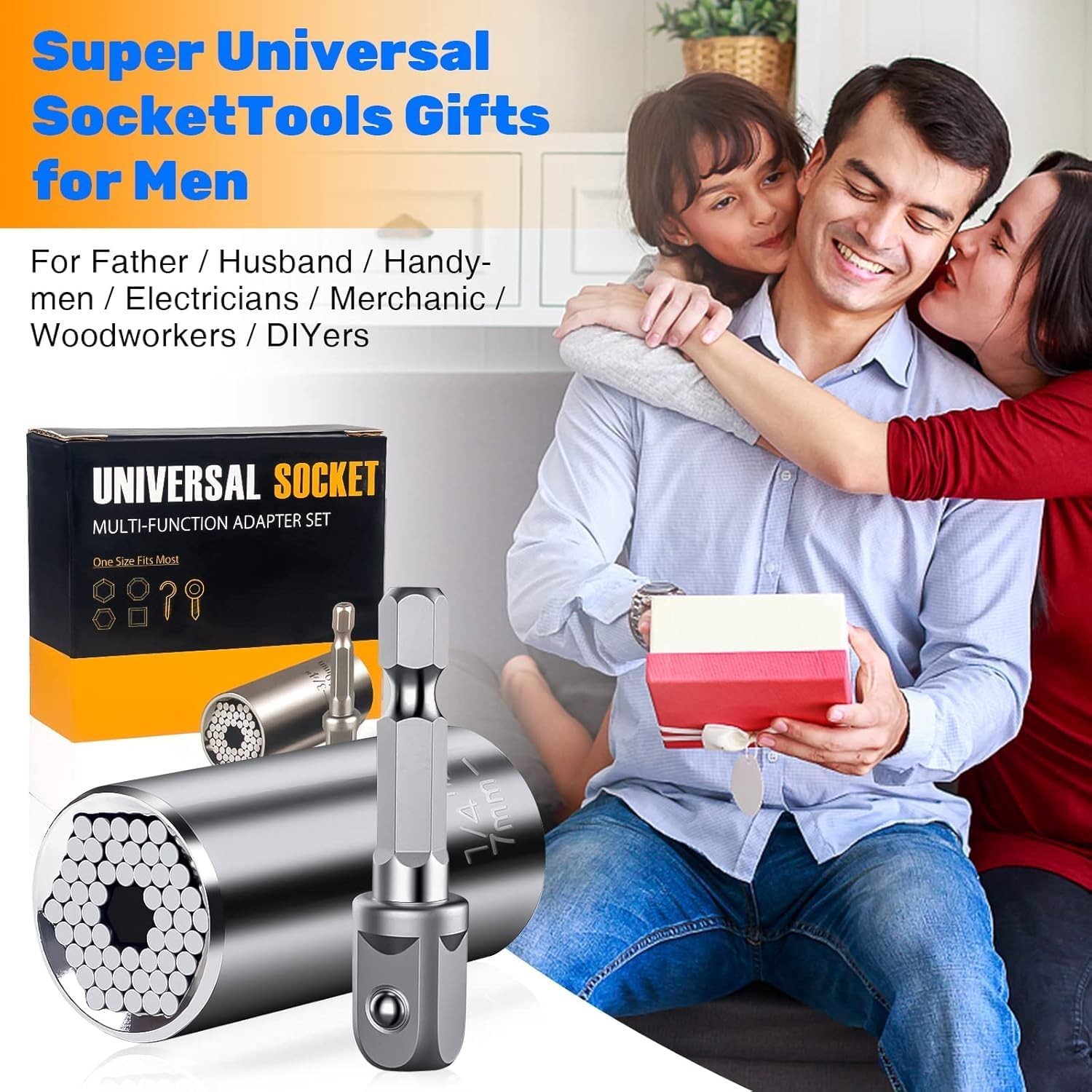 Geekman Silver Universal Socket Tools Set with Power Drill Adapter