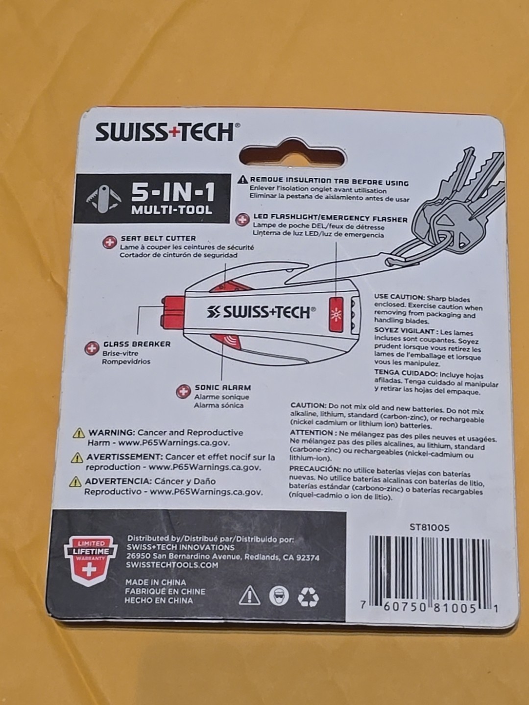 SWISS + TECH 5-IN-1 MULTI TOOL GLASS BREAKER SEAT BELT CUTTING SONIC ALARM NEW