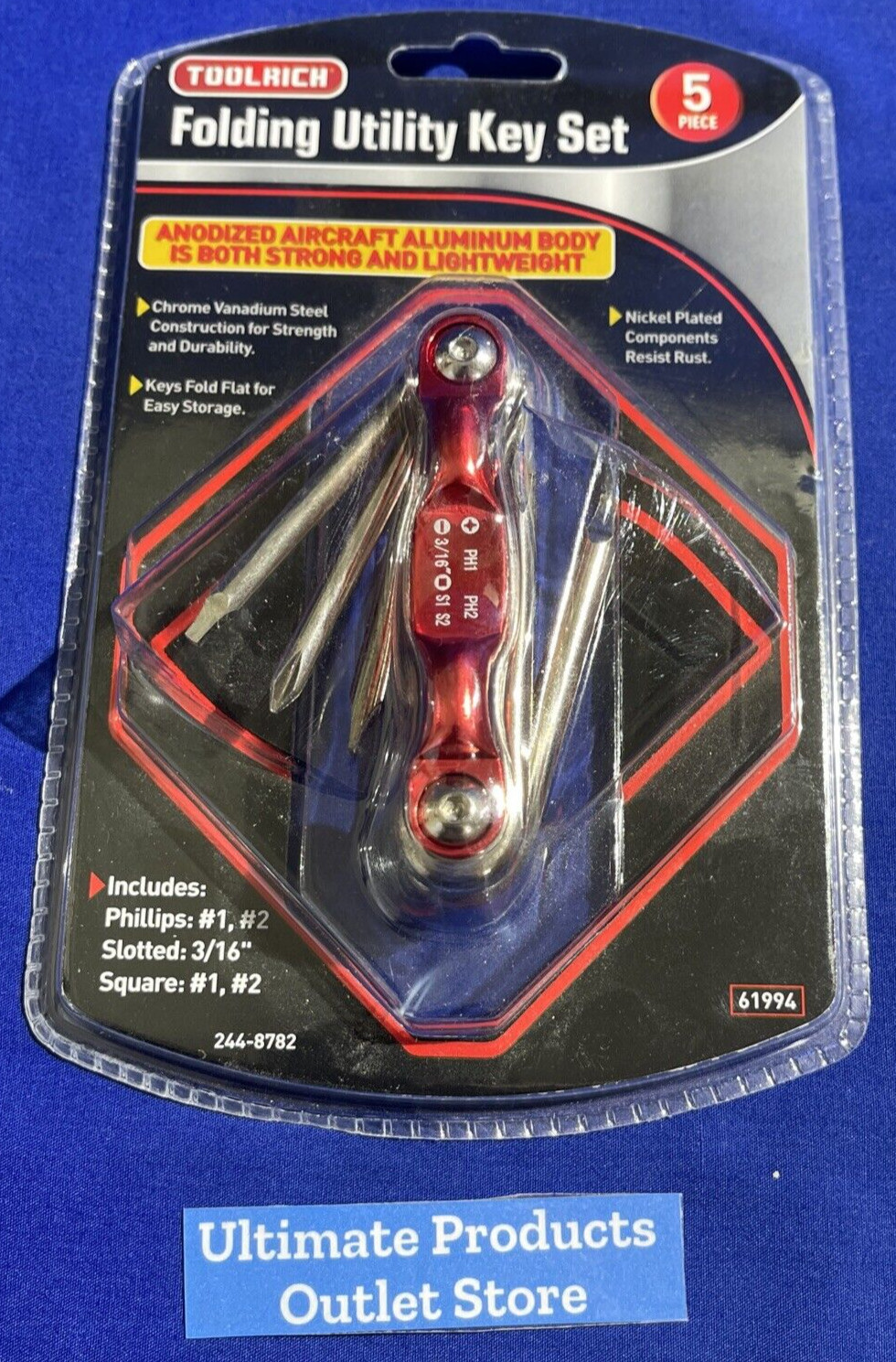 Folding Utility Key Set- 5 Piece Rich Tool Anodized Aluminum Body