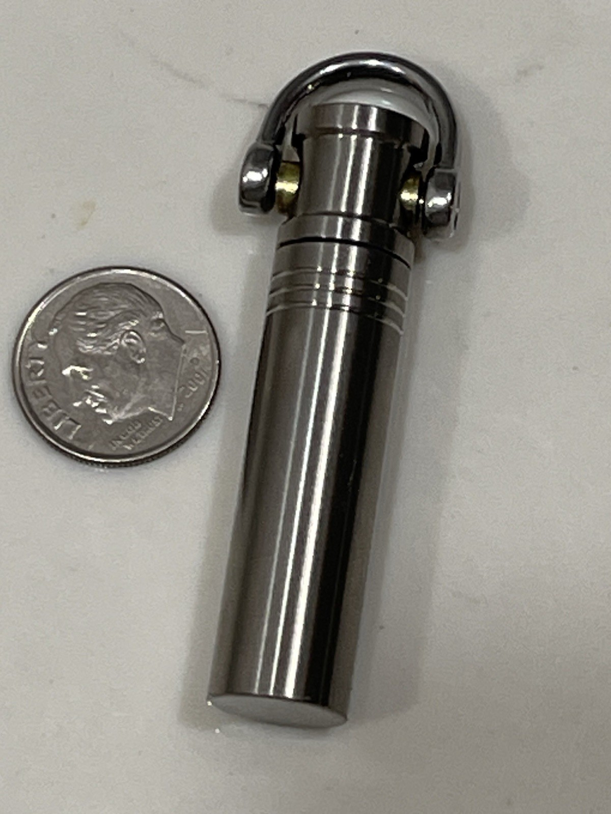 EDC Titanium Keyring Pill Fob Container w/Stainless Steel Keyring, 2-3/8”