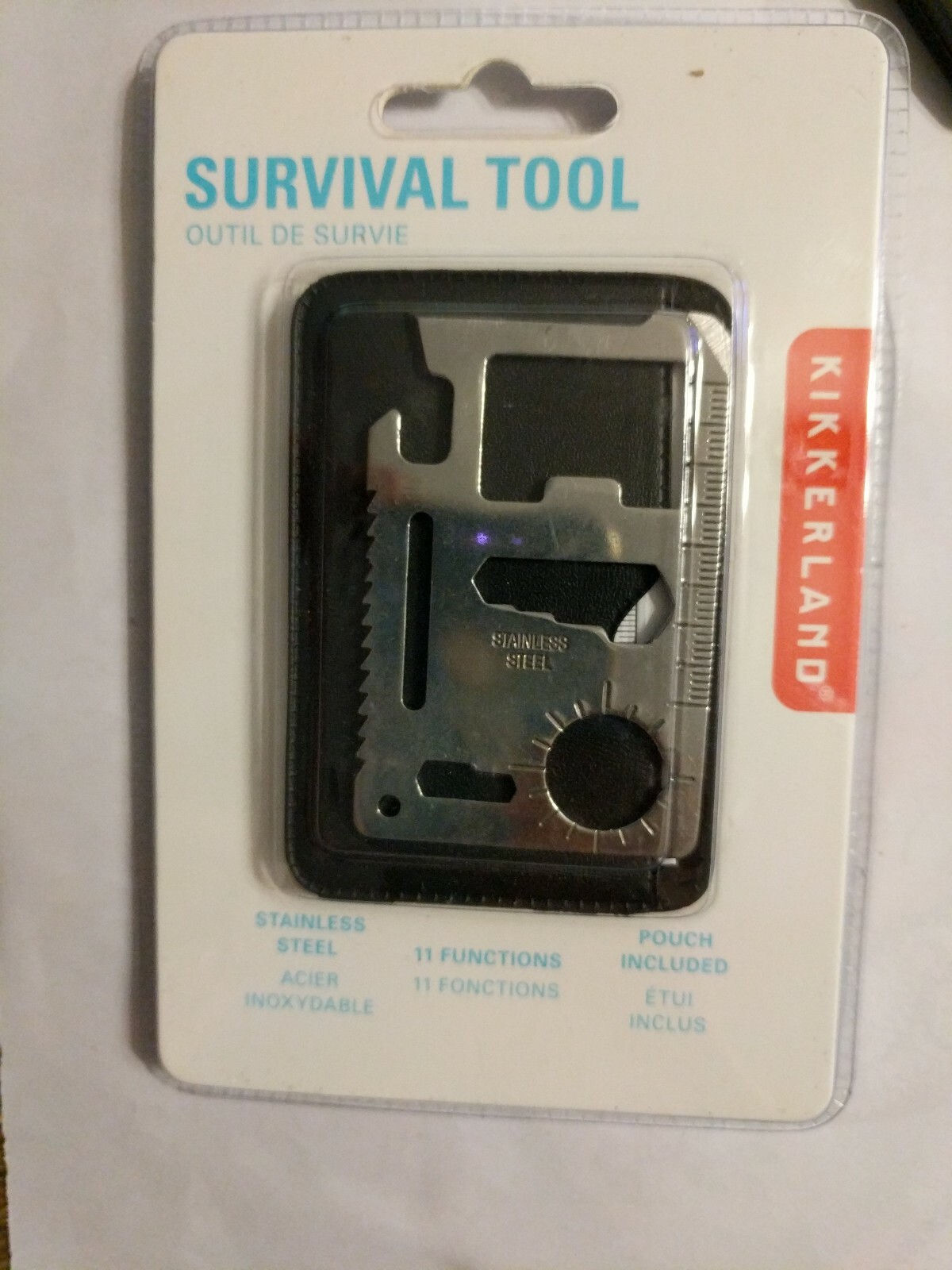 Kikkerland Classic Stainless Steel Survival Tool, Pocket 11 functions + pouch