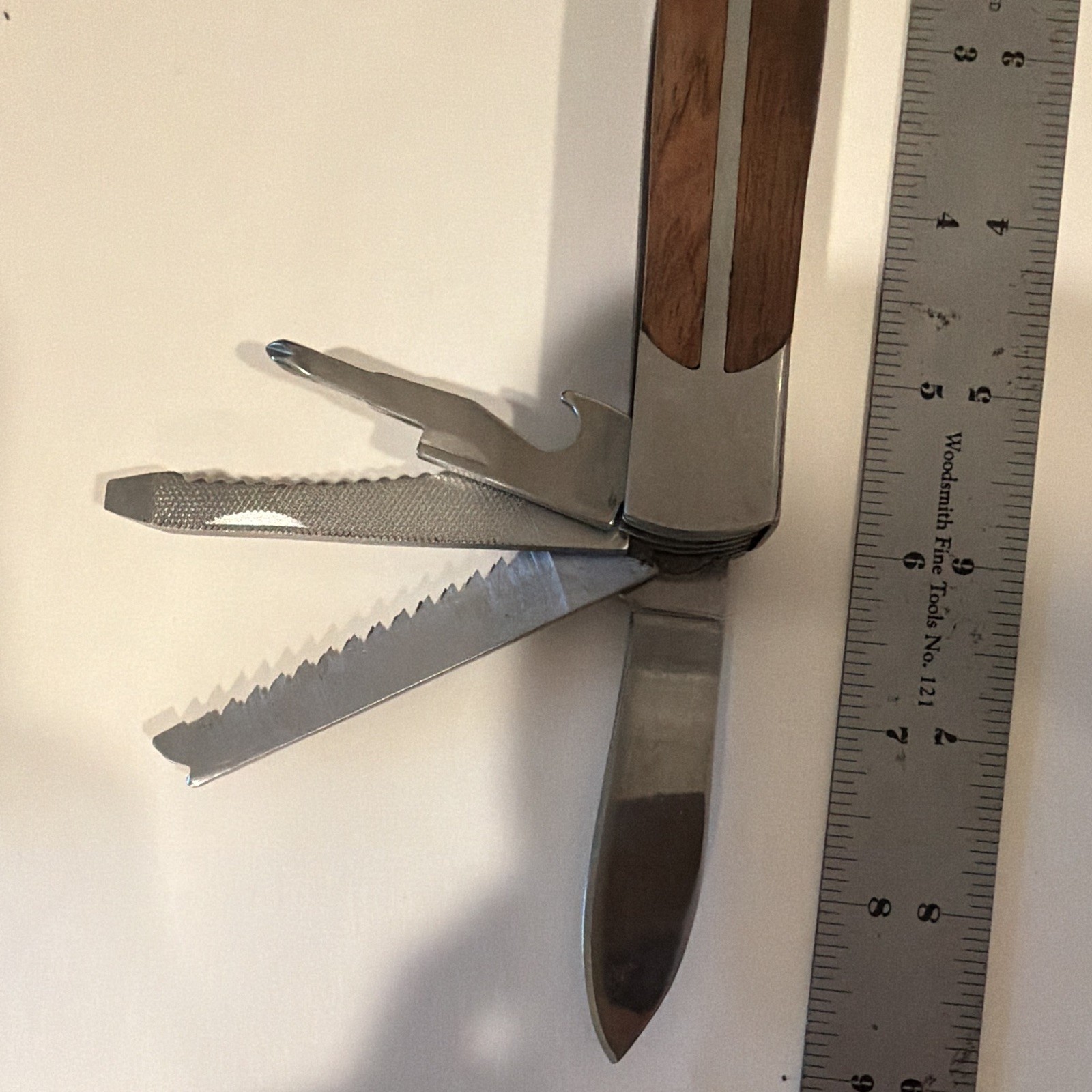 Sheffield 5-in-1 Multi-Tool Hatchet Knife, Straight/Serrated Edge, Steel/Wood