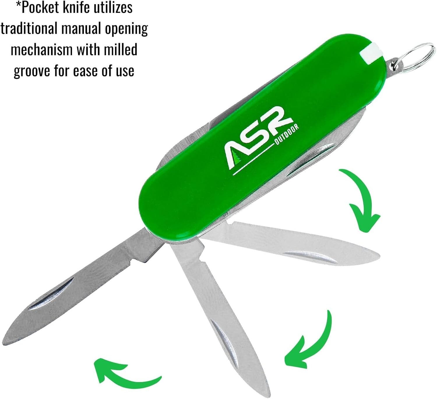 ASR Outdoor Mini EDC Small Pocket Knife Multi Tool – LOGO Green