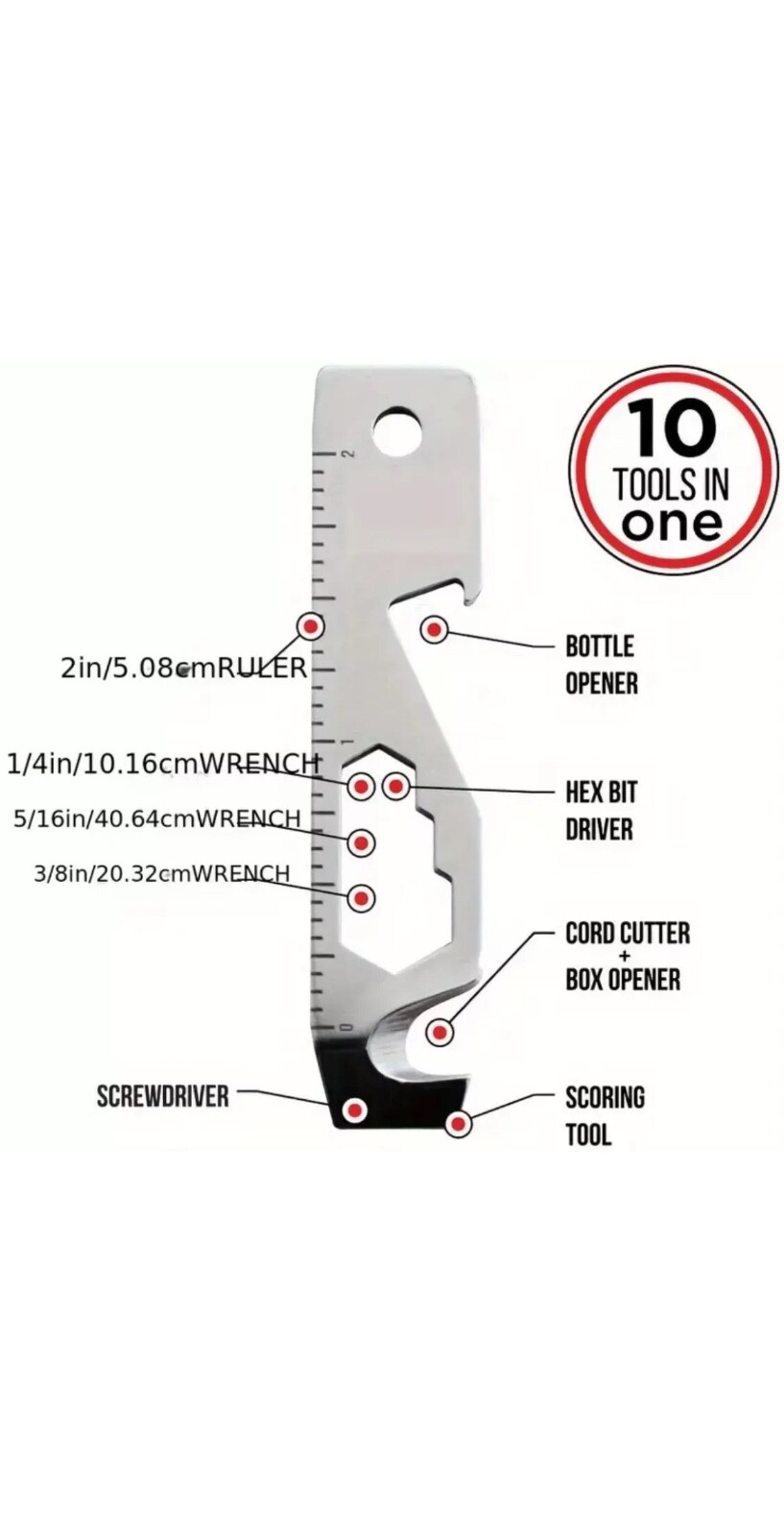 Compact 10-In-1 Stainless Steel Multi-Tool with Glow Grenade Design Zipper Rope