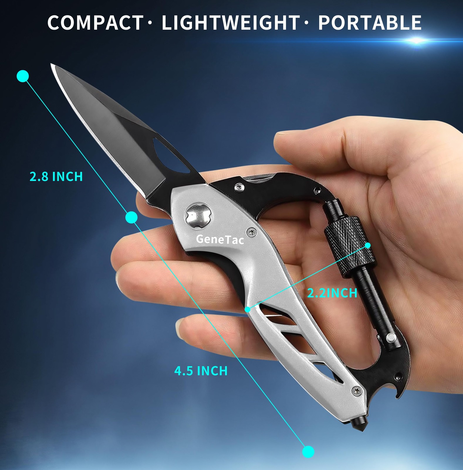 Multi-tool Carabiner with Pocket Knife, Bottle Opener, Window Breaker, Screwd…