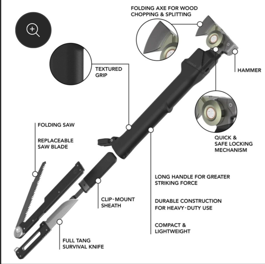 ACLIMA8 COMBAR PRO KIT. Foldaxe 4-in-1 Survival Tool ALL INCLUDED .AUTHENTIC.