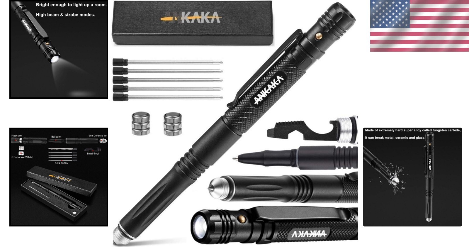 Lightweight 6-in-1 Tactical Pen for Self-Defense & Everyday Carry – Gift Ready