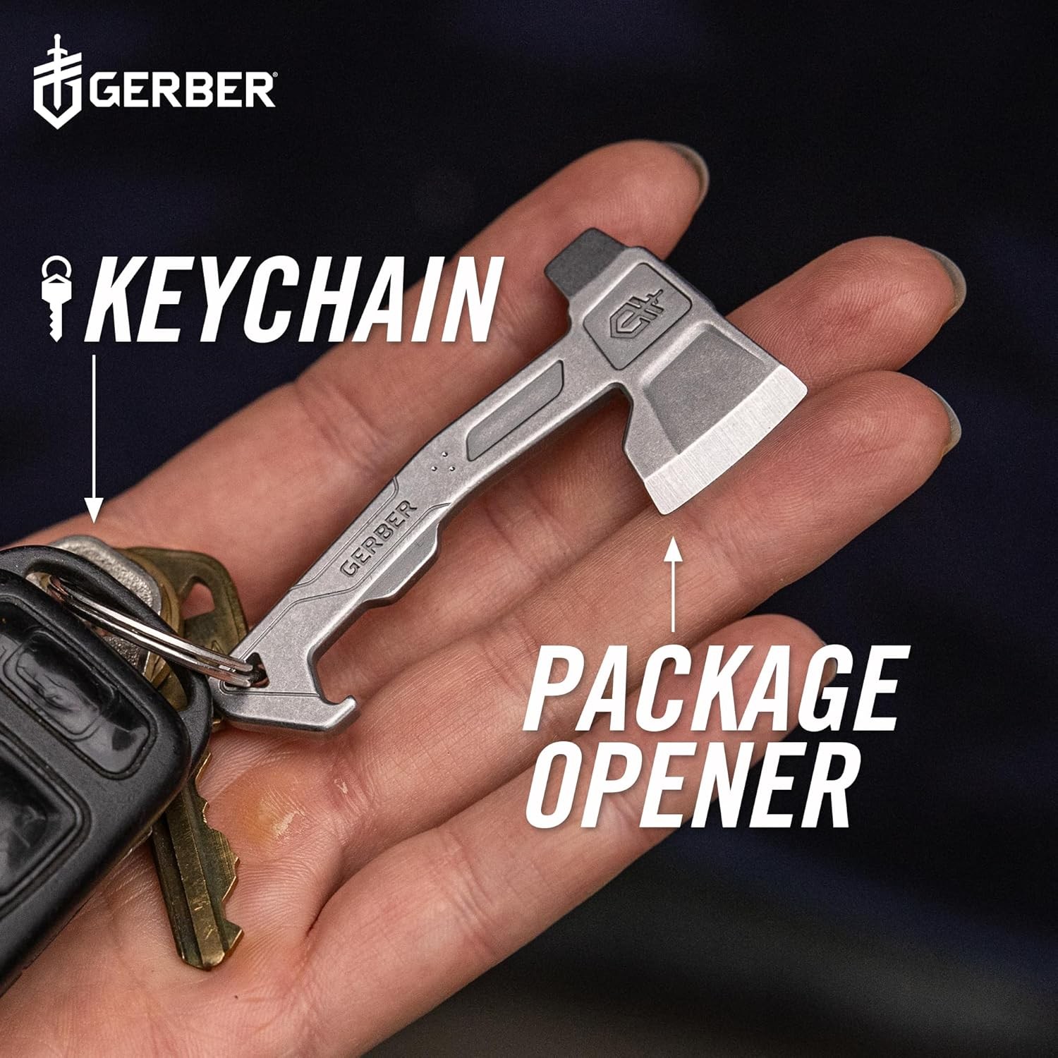 Gerber Gear Hatchet Keychain 3-In-1 Multitool, Clips to Pocket or Keychain with