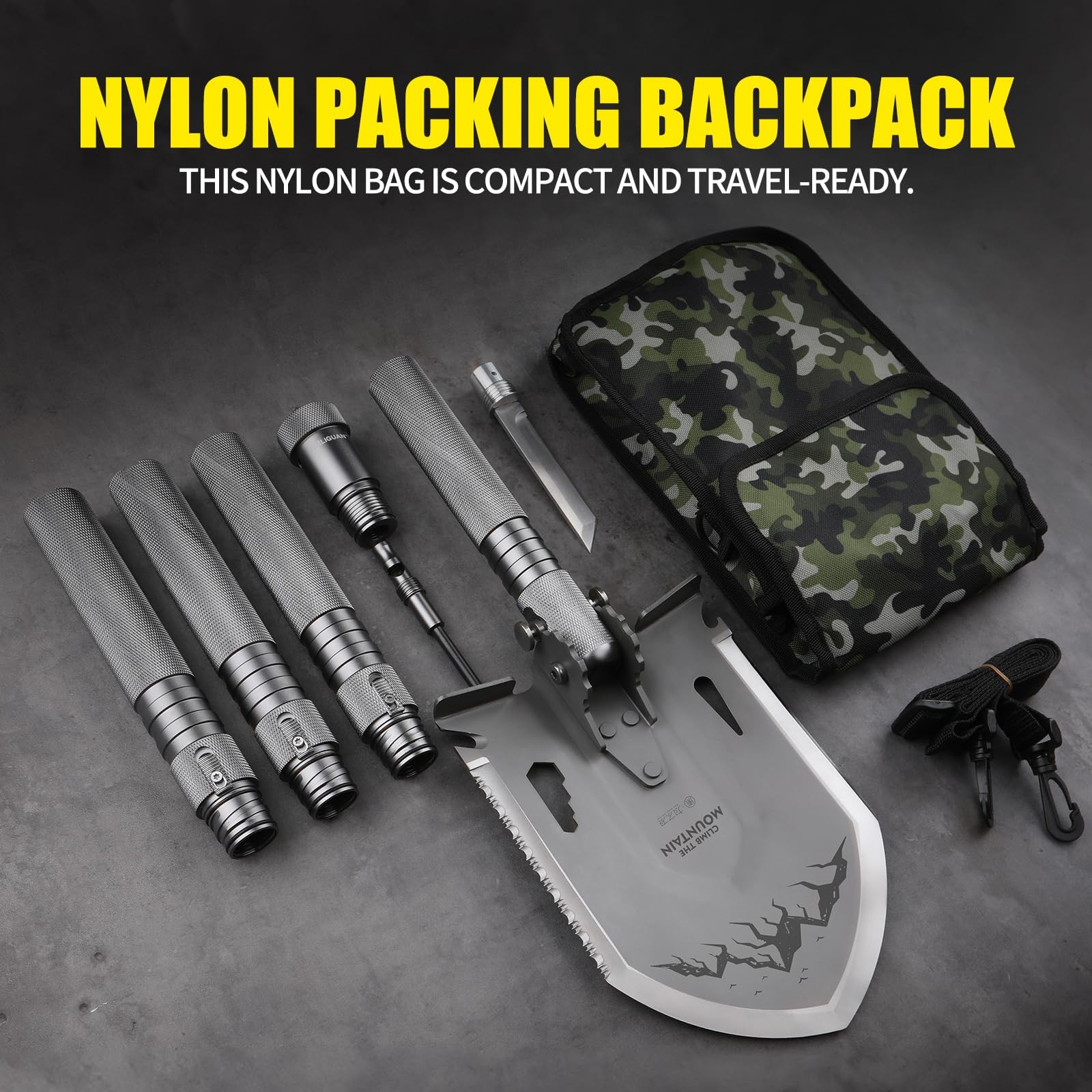 13-in-1 Multitool，Folding Shovel，Heavy Duty 3Cr13Mov Steel Multi-Purpose Camp…