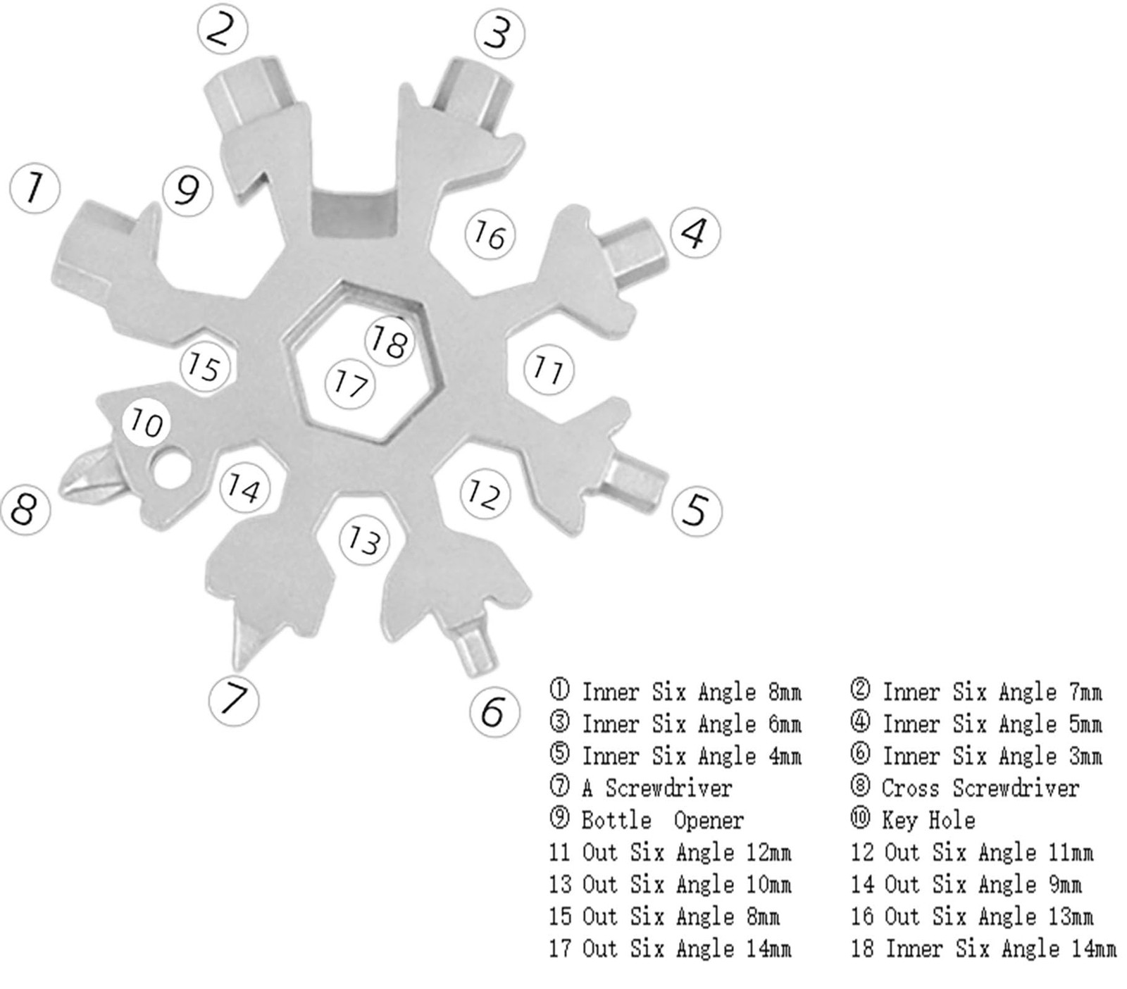 18 In 1 Snowflake Wrench, 4 Pcs 4 Color Alloy Multi-function Screwdriver and …