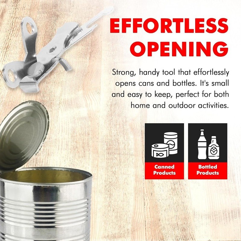 Compact Nickel Plated Metal Multi-Functional Tool W/ Nylon Camping & Lunch New