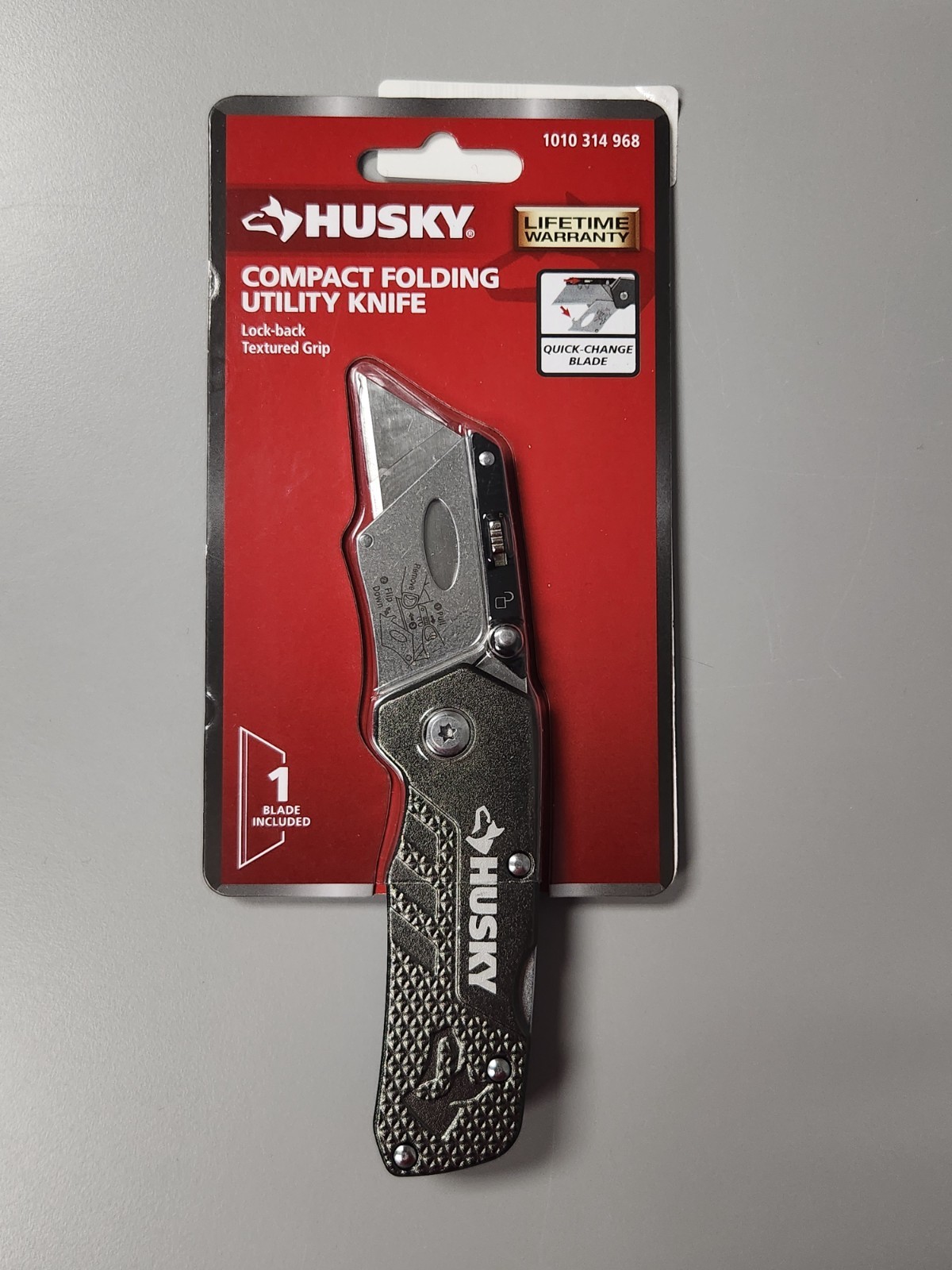 Husky Compact Folding Lock-Back Utility Knife Aluminum Handle Pocket Clip C5