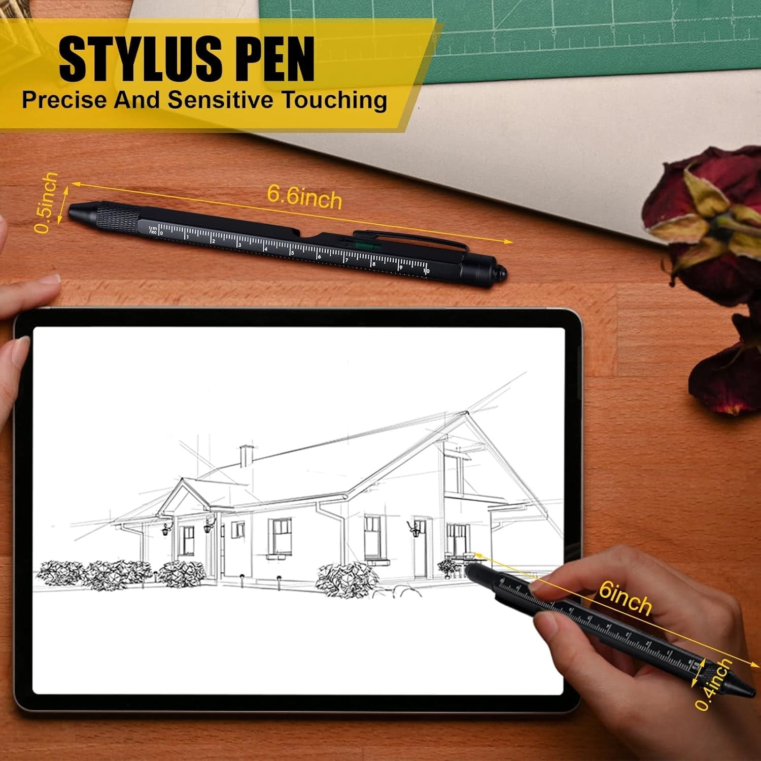 9 in 1 Multifunction Ballpoint Pen with Modern Handheld Tool Measure Technical