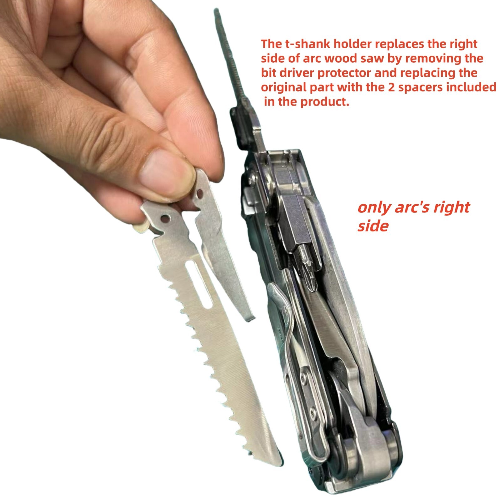 Stainless steel Saw T-Shank Holder with Thumb Grip for Leatherman Free P4 ARC