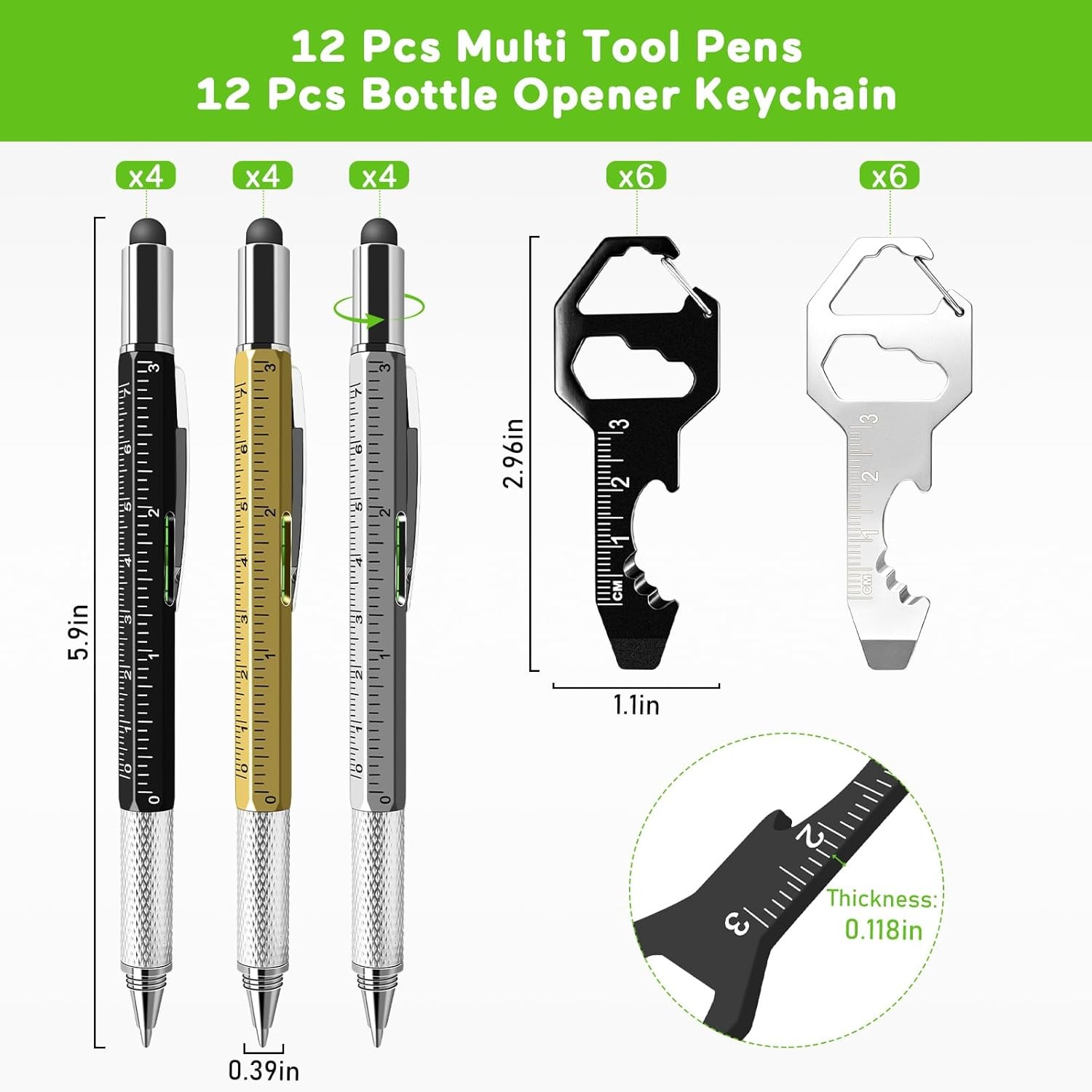 Bulk Fathers Day Dad Gifts, 24 PCS 6-in-1 Multitool Pens with Stainless Steel…