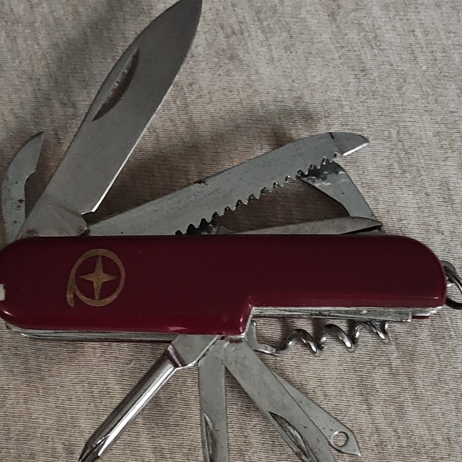 Red Multi-Tool Pocket Knife, Stainless Steel, 5+ Tools, Straight & Serrated