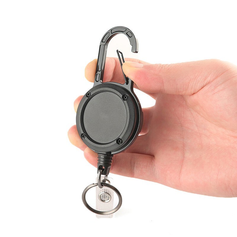 EDC 2 PCS Outdoor High Rebound Telescopic Key Chain Ring Buckle Anti-theft Steel