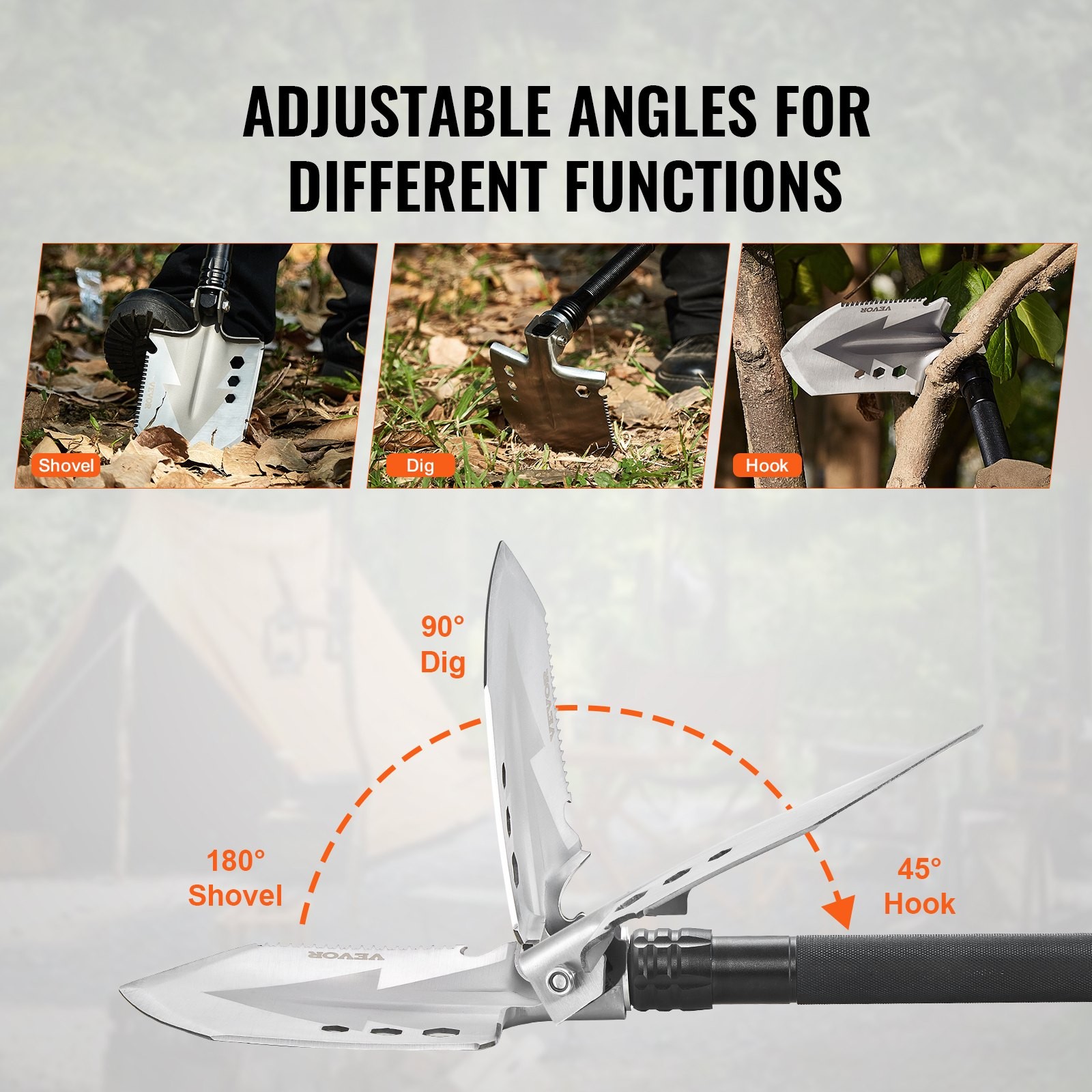 8-in-1 Survival Shovel – Tactical Folding Multitool – Military Grade Camping Gea