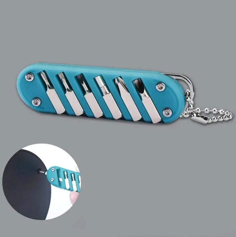 7-in-1 Multifunction Folding Knife Screwdriver Keychain Tool Stainless Steel