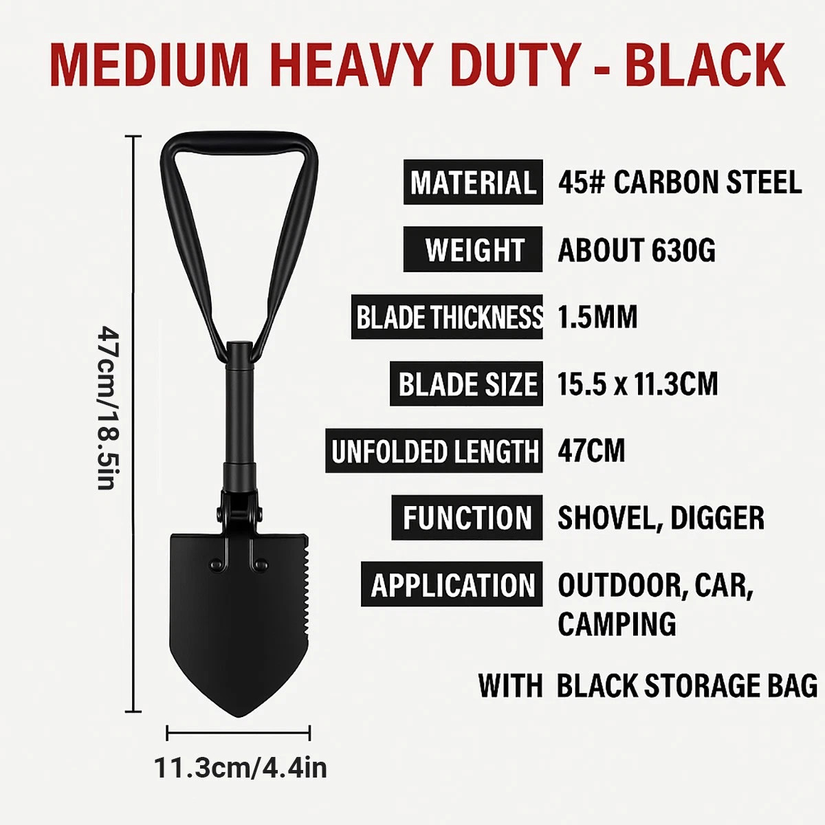 Folding Survival Shovel Outdoor Garden Camping Tool Hiking Spade Foldable AU