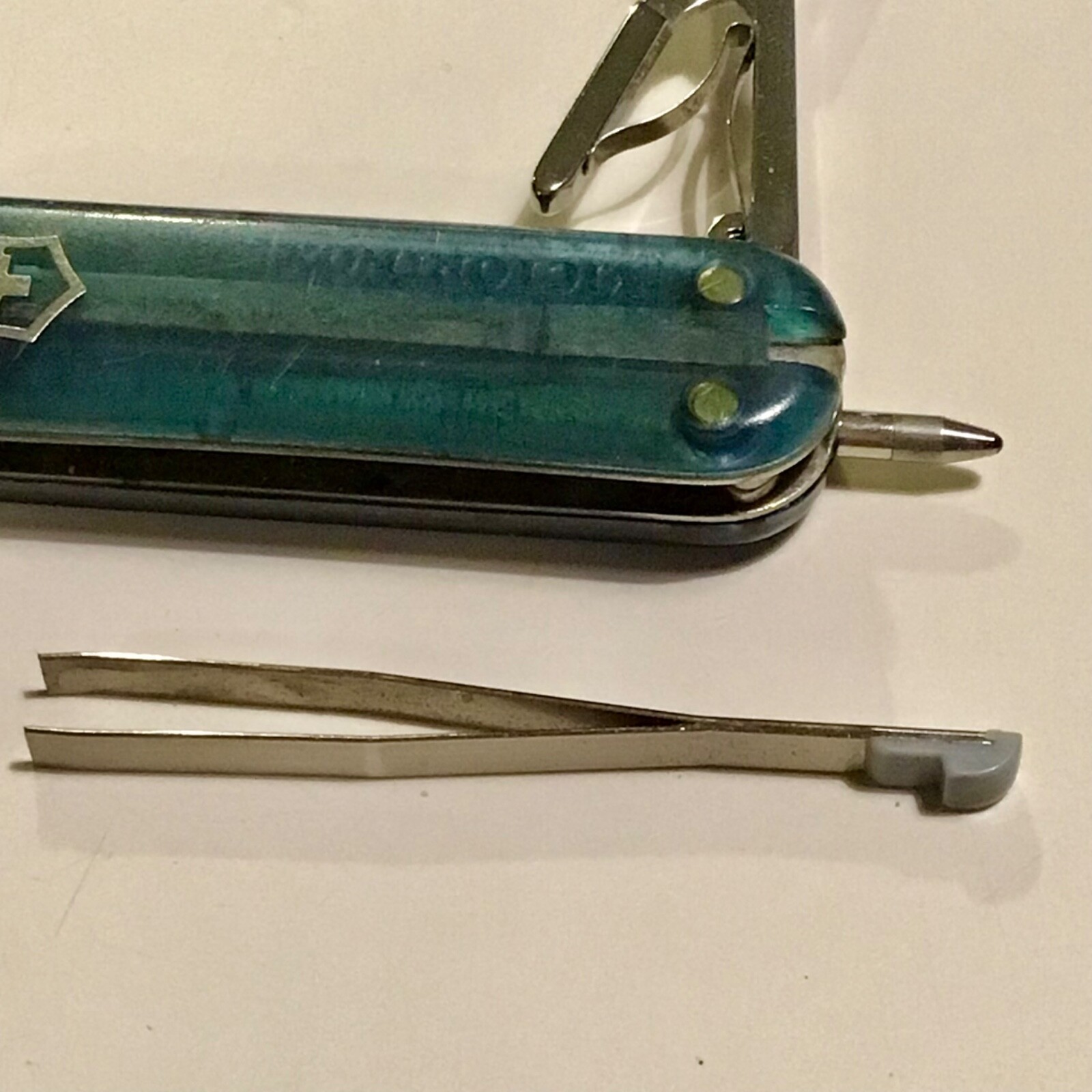 SWISS ARMY POCKET KNIFE VICTORINOX Blue Clear MINIATURE SMALL TINY KEYCHAIN