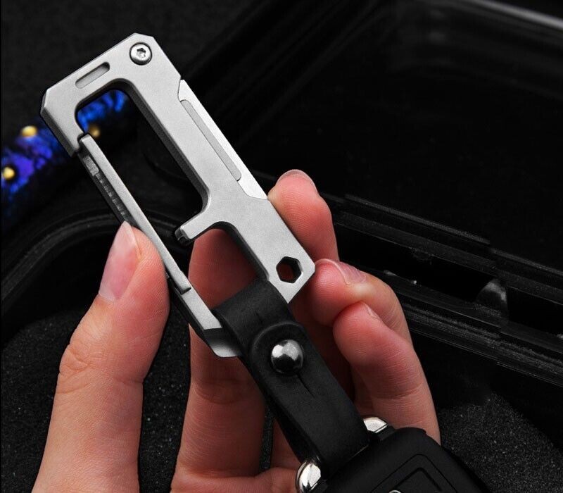 Titanium Multi Tools EDC Keychain Carabiner Folding Utility Knife Scalpel Blade