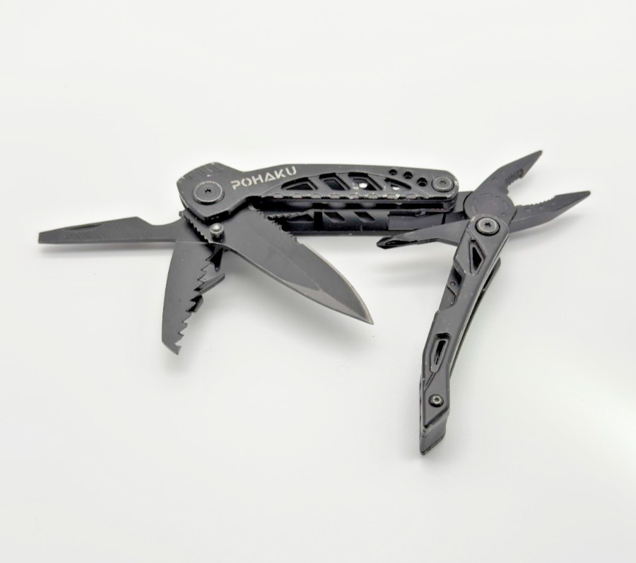 POHAKU Black Multi Tool Pliers Knife Saw File Screwdriver Folding Survival Tool