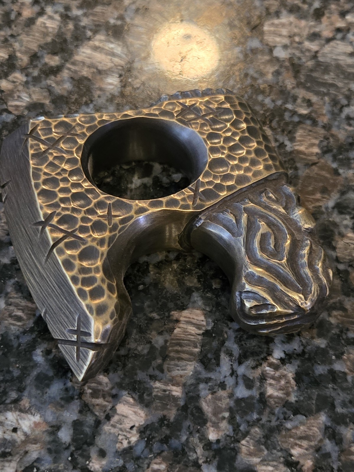 Viking Axe 2 Finger Knuck EDC Pocket Tool Hand Carved Art Heavy!!! 1 Of A Kind