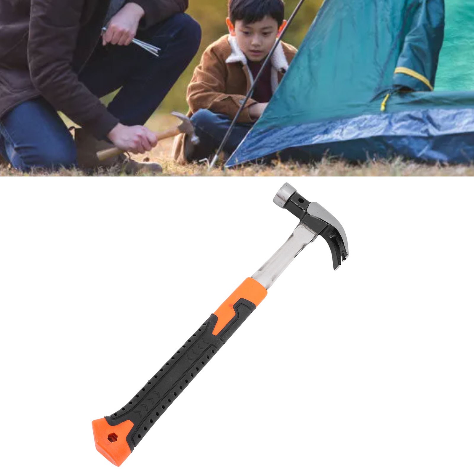Camping Hammer Iron Stainless Steel Ergonomic Handle Multifunctional Magnetic