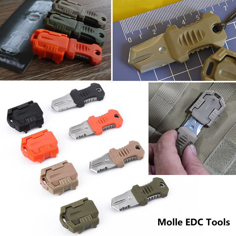 EDC Knife Mini Multifunction Pocket MOLLE Webbing Camping Hiking Survival Tool