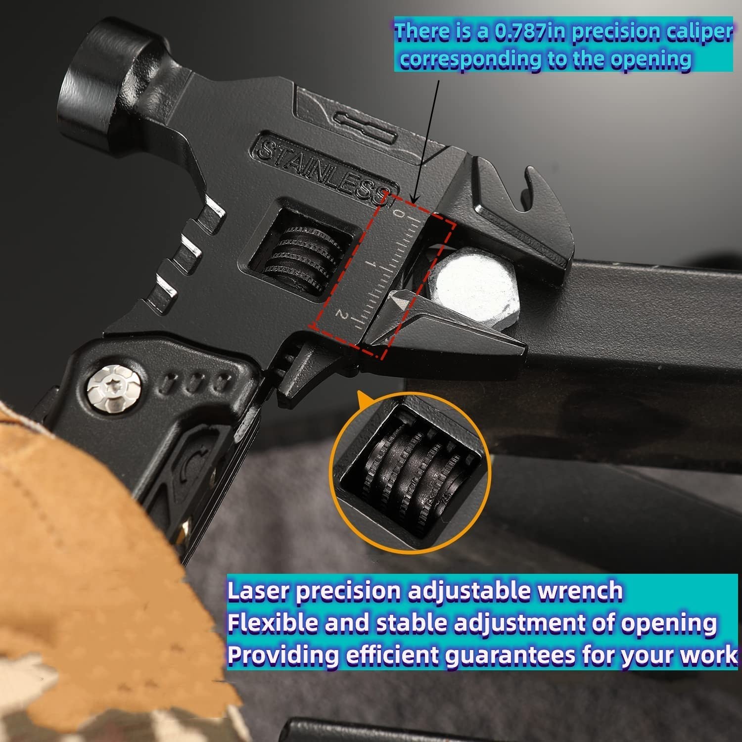 16-in-1 Adjustable Wrench Multitool Hammer | Pocket Pliers, Stainless Steel, Sur