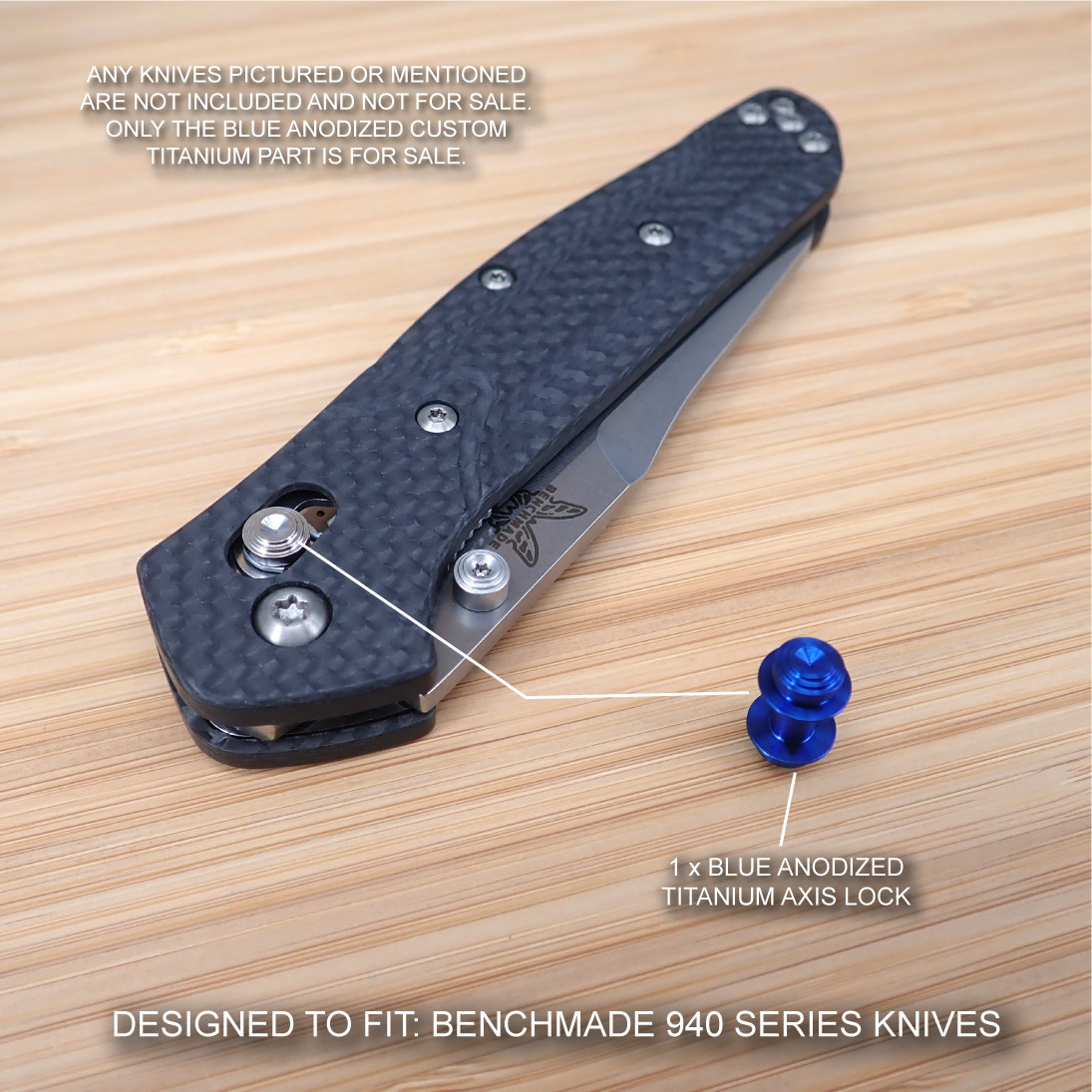 Benchmade 940-1 Osborne BLUE Anodized Custom Titanium Axis Lock Bar – No Knife