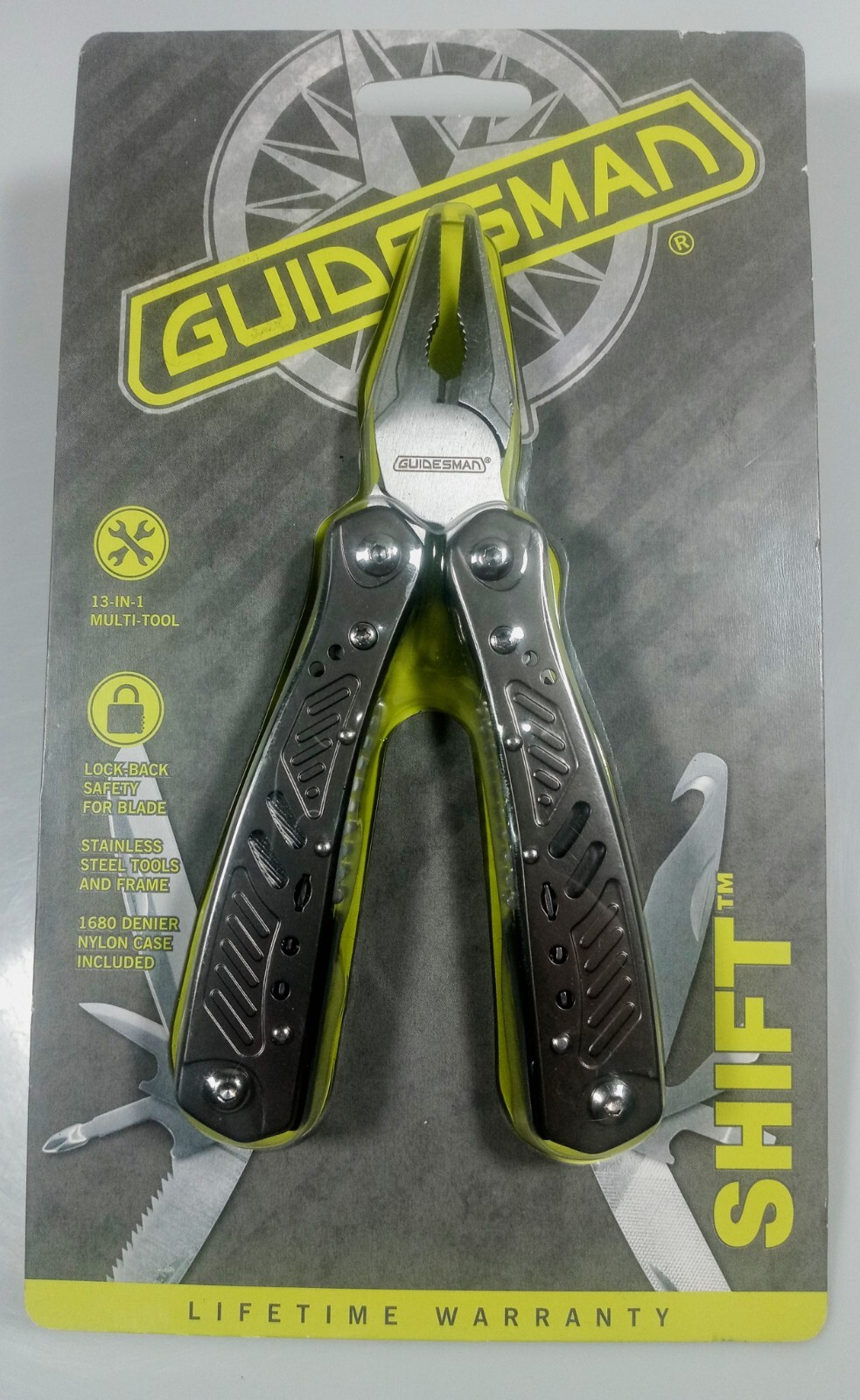 NEW Guidesman 13 in 1 Multi Tool Camping / Hike Pliers Knife Pouch NIB