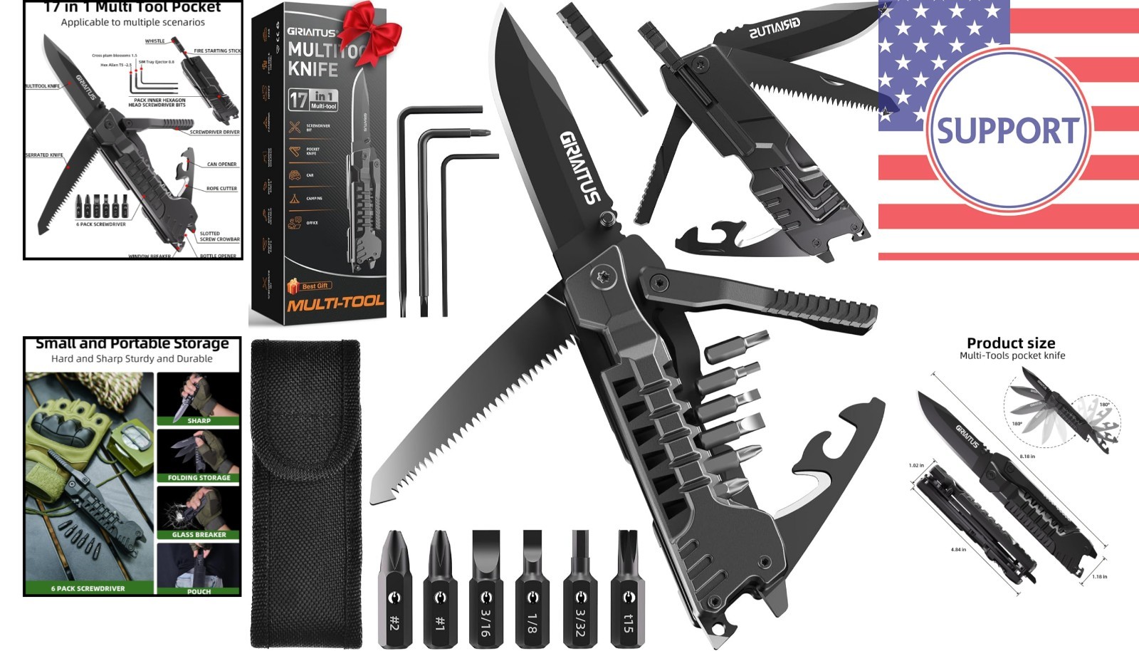 Durable Stainless Steel 17-in-1 Multitool Knife – Essential for Every Adventure